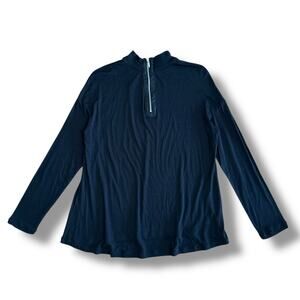 Tahari Women’s Small Black Mock Neck Long Sleeve Top Stretch Viscose‎ NWT